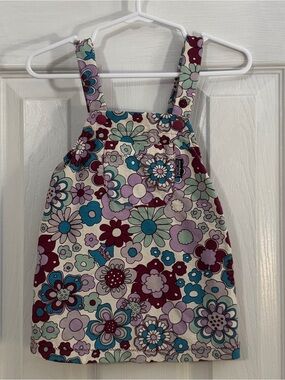 Patagonia Baby Girl Floral Cotton Overall Dress Teal, Purple, Burgundy, Cream